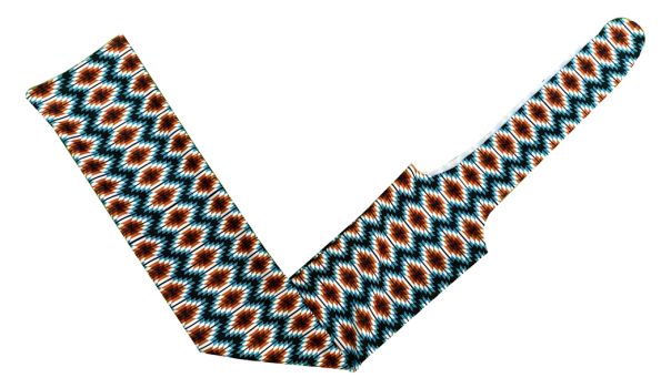 Teal and White Aztec Lycra printed slip-on tail bag