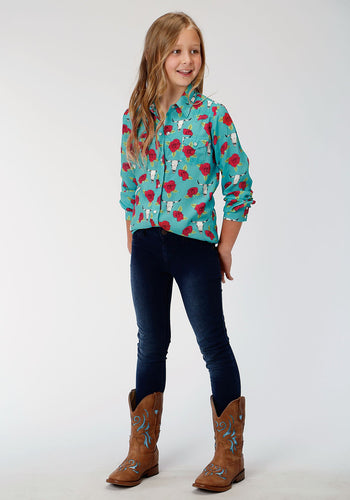 Roper Girls Skull & Rose Long Sleeve Shirt