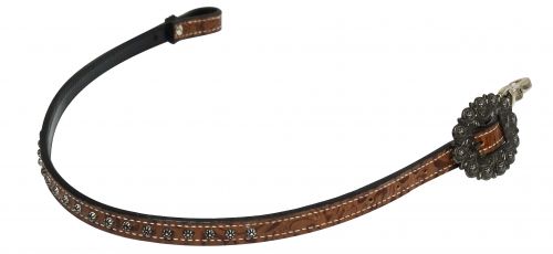 Studded brown filigree wither strap